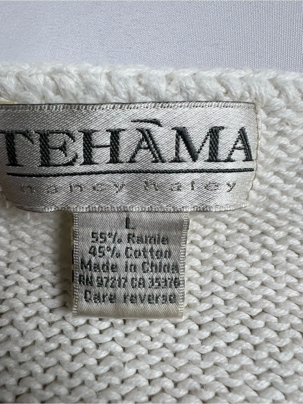 Vintage Tehama White Ramie Cotton Textured V-neck Minimalist Timeless Cardigan